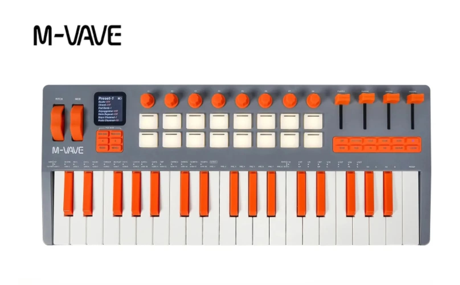 M-VAVE SMK-37 Pro MIDI Keyboard with Pockets, 16 Pad, 8 Encoder, Battery Power, Compatible with DAW and iOS