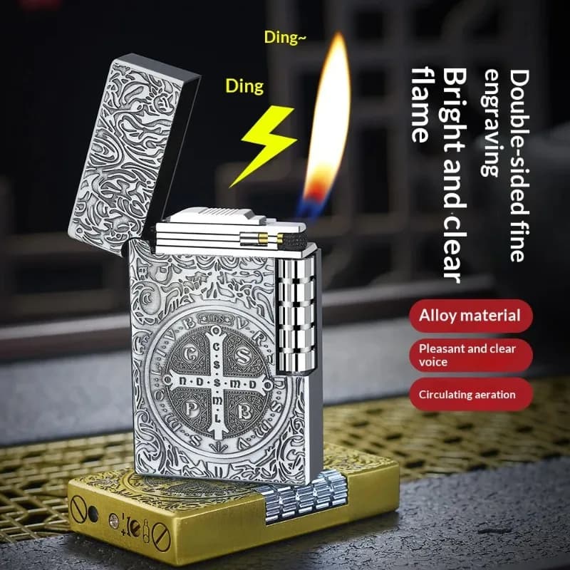 Constantine Grinding Wheel Inflatable Lighter Loud Steel Sound Side Sliding Oblique Flame High-End Gift Lighter