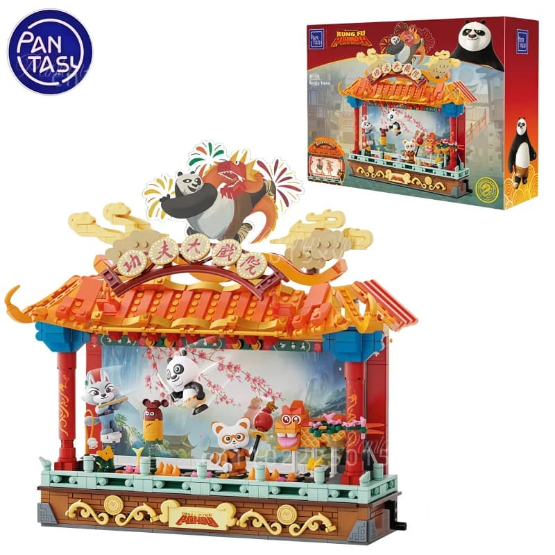 Pantasy Kung Fu Panda Building Block Chinese Shadow Puppet Theater Grand Theatre Assembling Toy Model Decoration Collection Gift