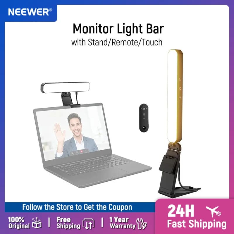 NEEWER Basics 6W monitor light bar with remote control/touch control Two-tone dimmable LED desk lamp for video conferencing lighting