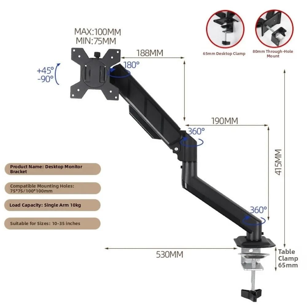 Rotating Monitor Stand 1/2/3 Screen Height Adjustable Dual Screen Monitor Mount Cantilever 10-35 Inch Screen