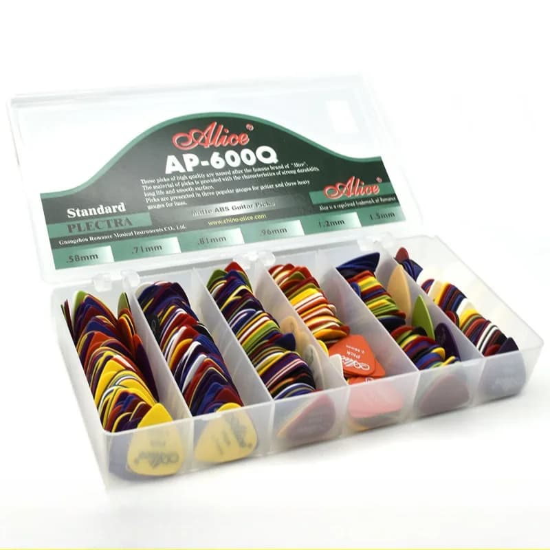 600 pz Alice AP600PQ Plettri per Chitarra Elettrica Acustica ABS Opaco Antiscivolo Plettri Colori Assortiti e Spessore All'ingrosso