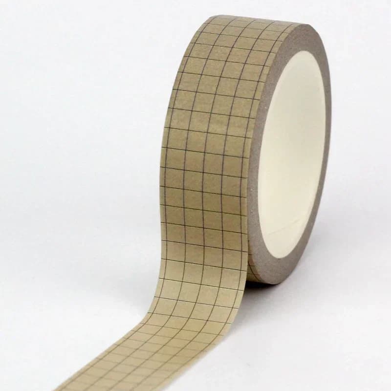 1PC. 10M Decor Vintage Kraft Brown Grid Washi Tape for Diary Gift Wrapping Adhesive Masking Tape Cute Journal Stationery