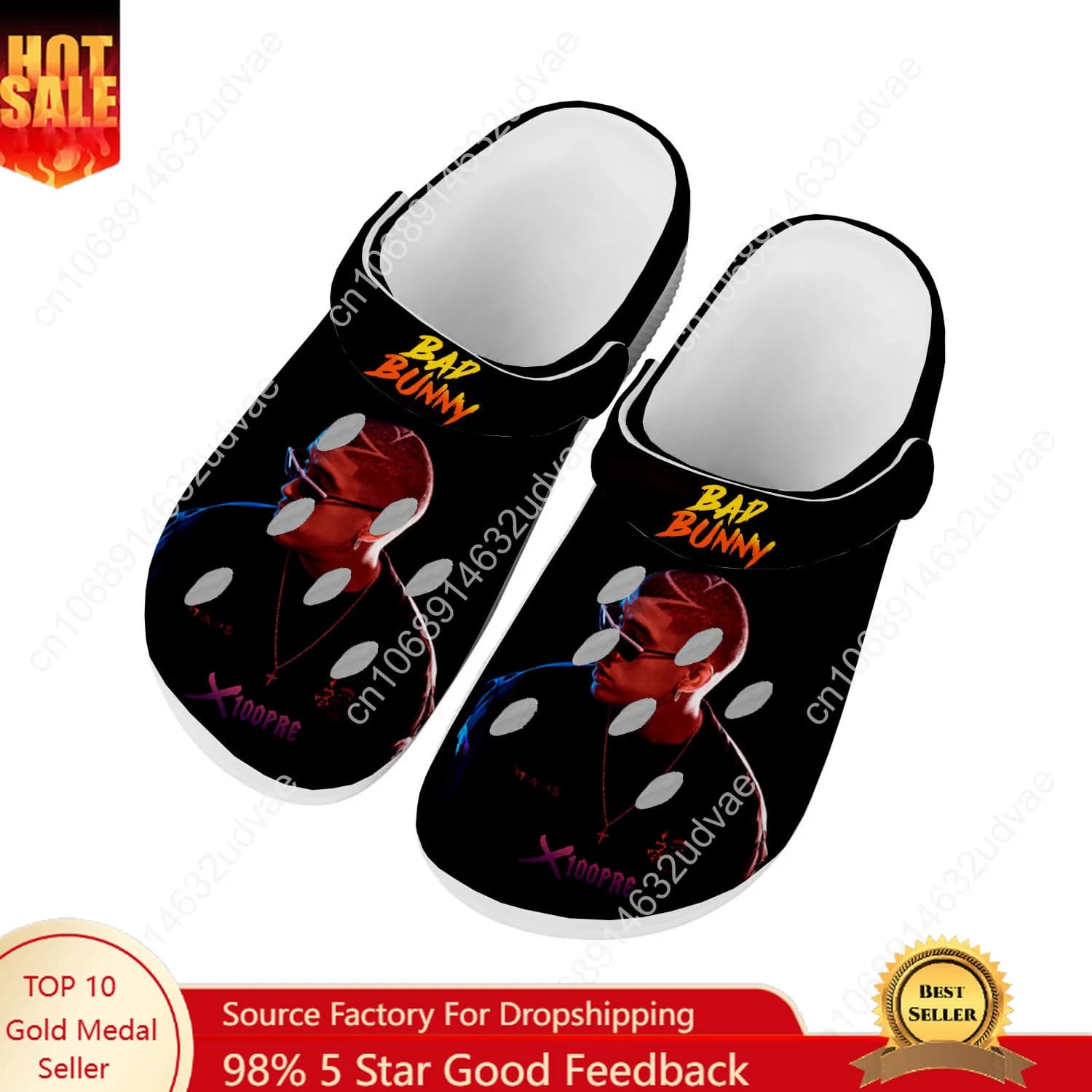 Bad Bunny Water Shoes Man Woman Teenager Fashion Non-slip Garden Shoes For Home Custom Sandals Breathable Beach Slippers