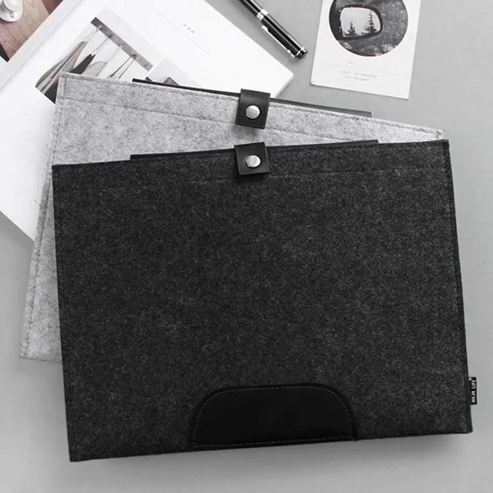 Cartella Portadocumenti in Feltro A4, Organizer per Documenti, Borsa Porta Documenti con Chiusura a Bottone, Grande Contenitore, Valigetta per Ufficio e Scuola, Pochette per Cancelleria