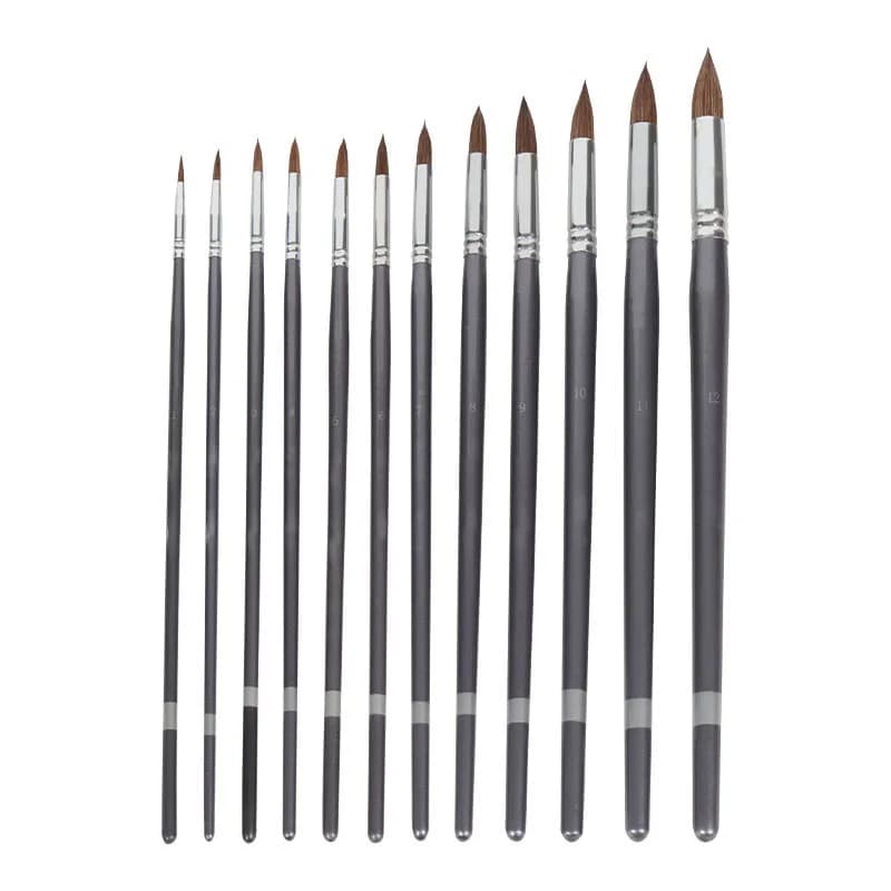 6pcs/Set,long Rod Weasel Hair Round Head Paint Brush Hook Line Pen Watercolor Painting Stroke Brush Pen Acrylic Art Supplies