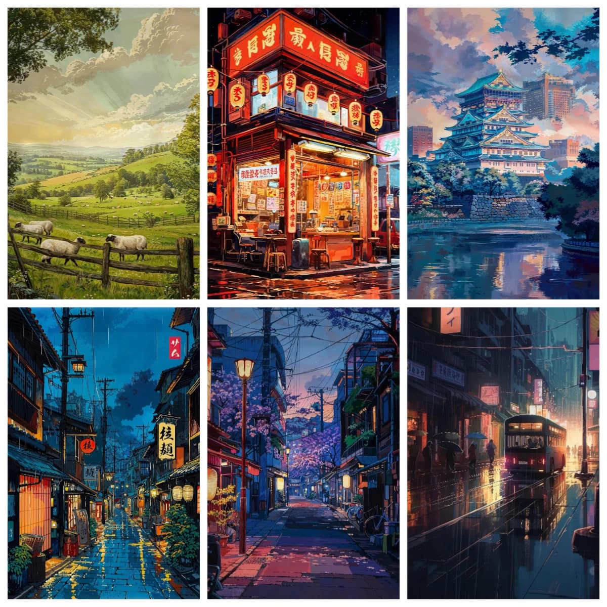 DIY Oil Painting By Number Japan Tokyo Streets City Landscape Home Decoration Wall Living Room Decor Best Gift Frameelss