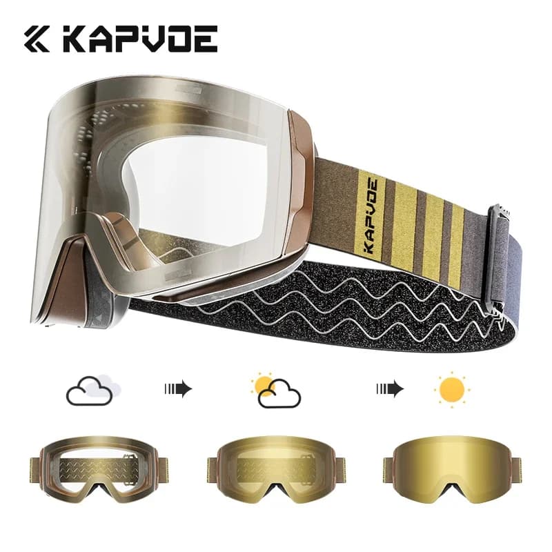 KAPVOE UV400 Occhiali da sci antiappannamento Uomo Donna Occhiali da motoslitta Occhiali da sci magnetici di marca Occhiali da alpinismo fotocromatici