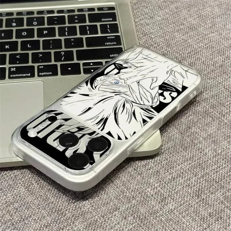 3D luxury cute comic Gojo Satoru Clear Soft Phone Case for iPhone 11 12 13 14 15 16 17 Pro Max Plus cartoon lens protection