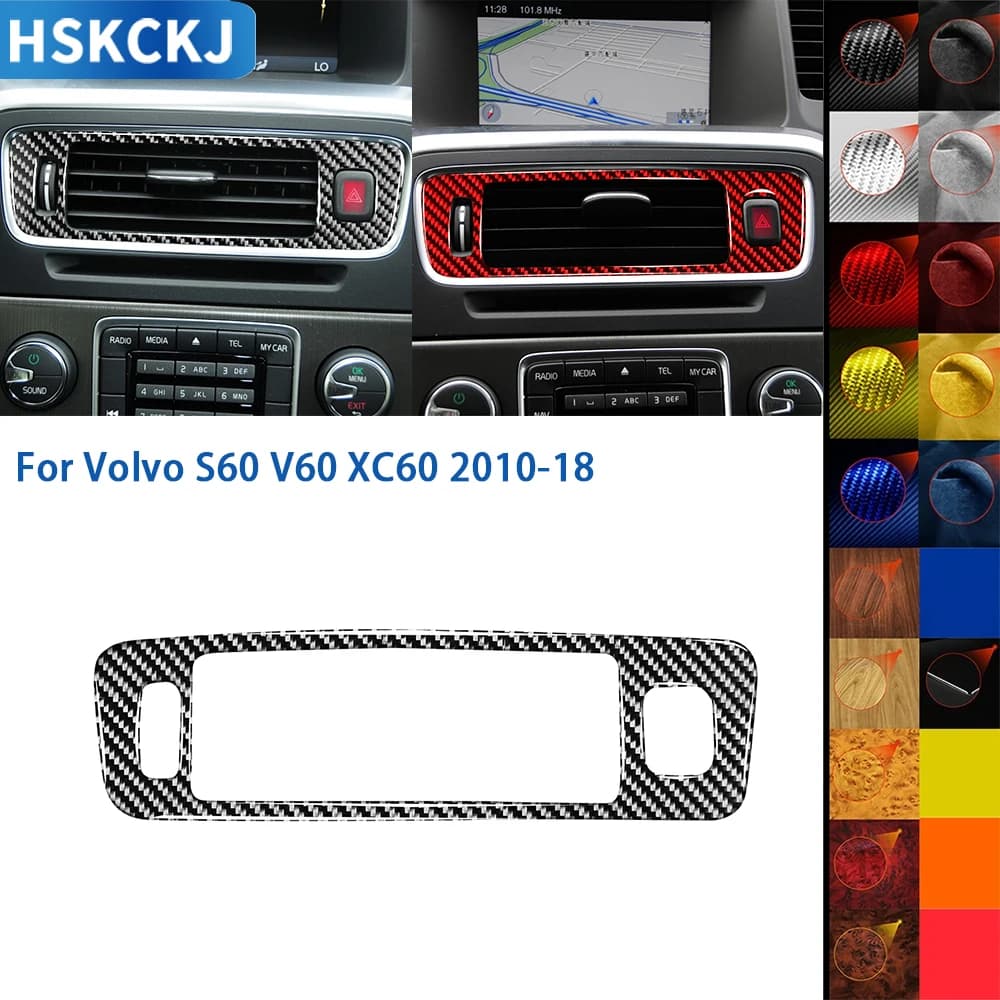 For Volvo S60 V60 2010-2018 interior accessories car carbon fiber Central console air outlet panel cover Trim Sticker