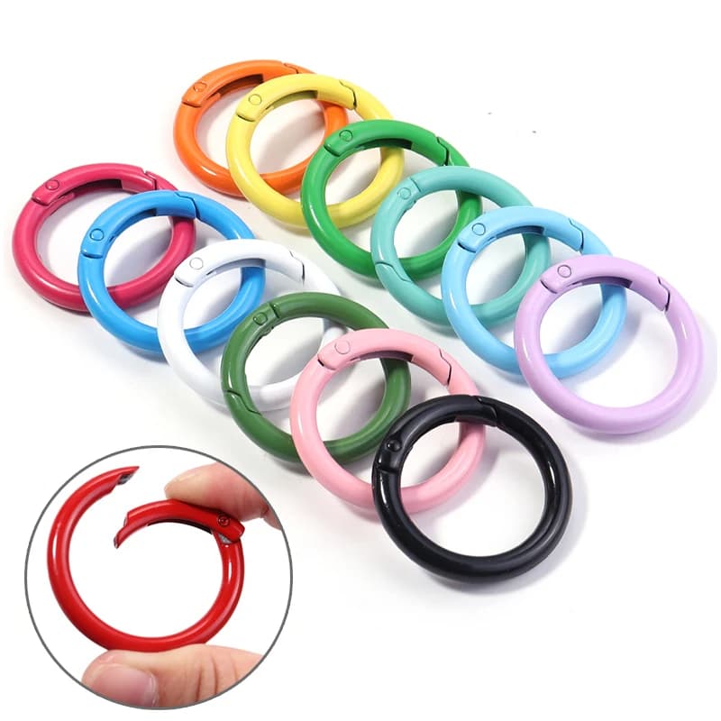 5-10 pz/lotto Colorato Primavera Catenacci Openable Rotondo Moschettone Portachiavi Borsa Pinze Gancio Cane Catena Fibbie Connettore Per Gioielli FAI DA TE