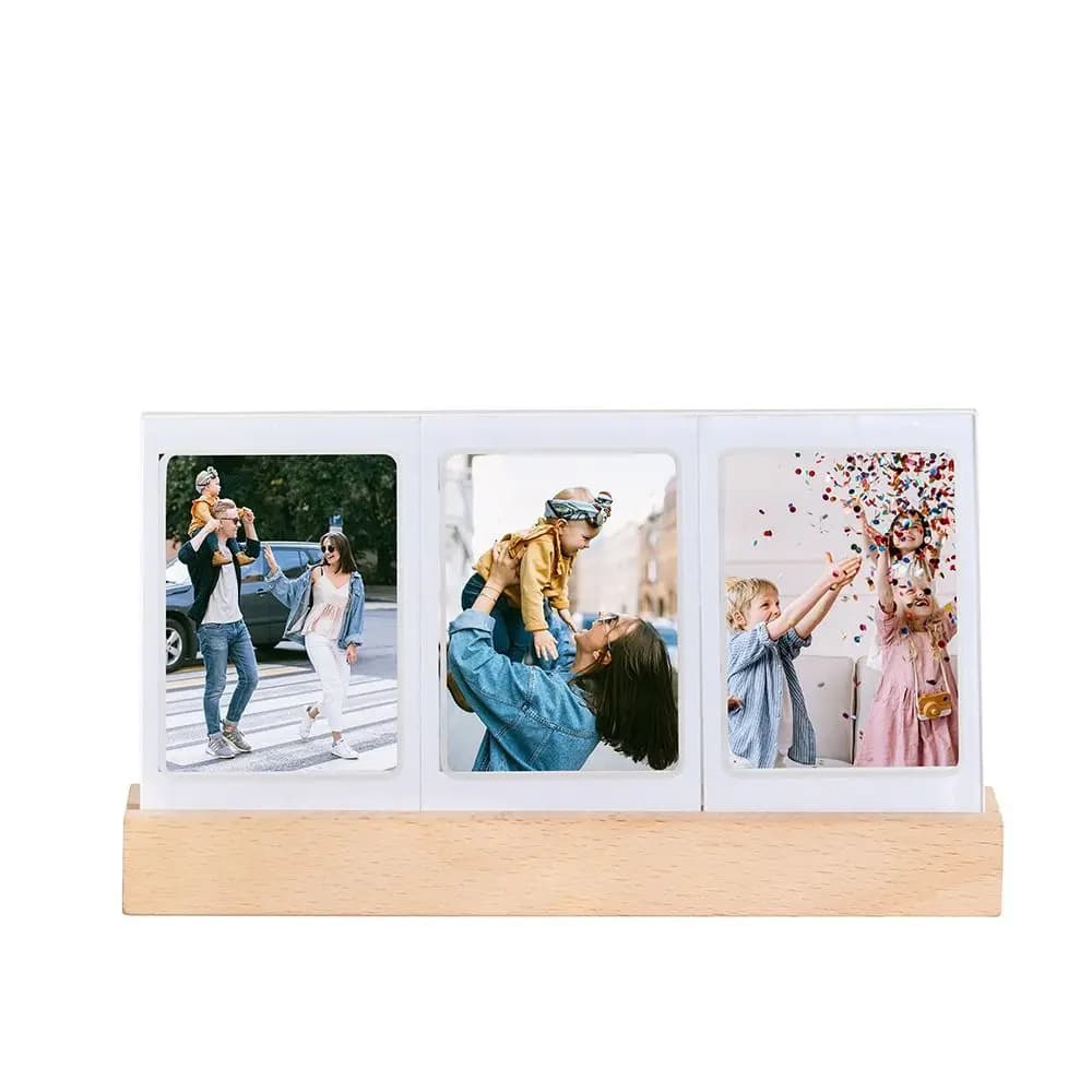 Photo frame with LED light for instant 3 in 1 3 inch acrylic camera, transparent photo holder for home decoration, compatible with Fujifilm