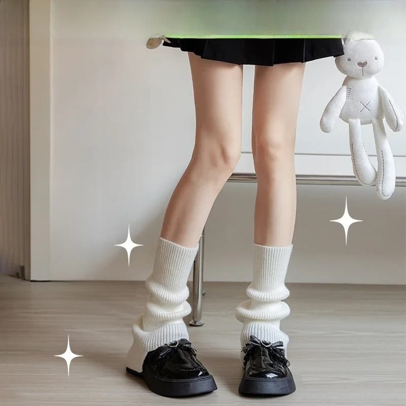 Zhuji Women's Knitted High-Tube Sock Covers Y2K Functional Style Slimming Leggings Japanese Style Home Comfort Stockings