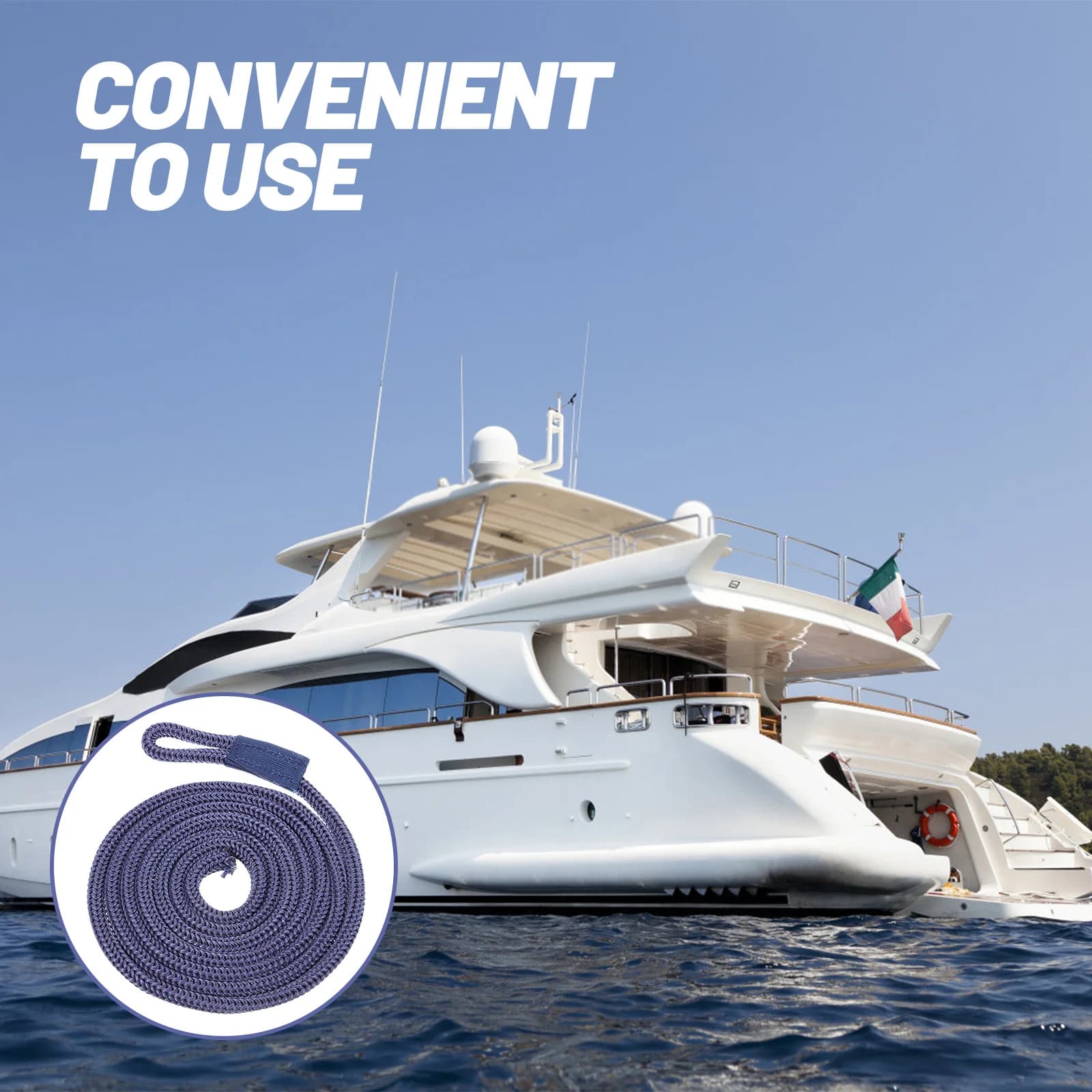 Corda di Protezione per Imbarcazioni 50Ft, Corda PP Resistente di Grado Marino per Ringhiere di Barche, Navi, Yacht, Accessori Marini