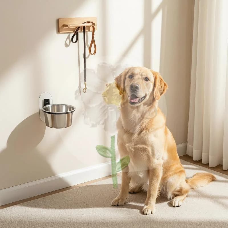 Wall Mounted Elevated Pet Feeding Bowl Stainless Steel Reduce Neck Strain Food Water Feeder for Senior Cats Dogs