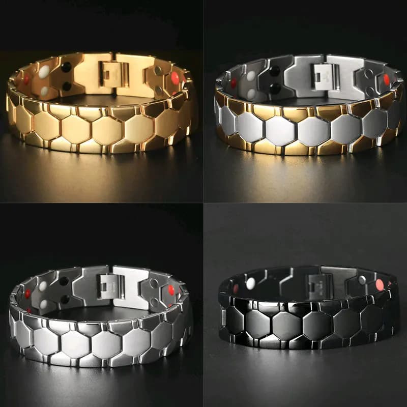 Bracciale da uomo con magnete rimovibile, in acciaio inossidabile, esagonale, con energia, molto venduto in Europa e America.