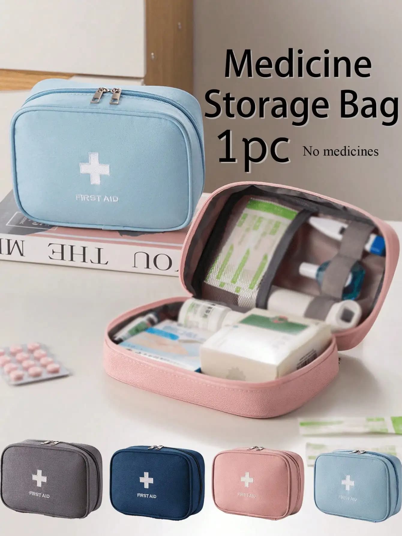 1pc Portable First Aid Kit, Medicine Storage Bag, Portable Medical Bag, Multi-Functional Emergency Bag, Portable Travel Medicine Storage Bag, Does Not Include Medicine Or Other Items, Easy To Carry And Durable, Suitable For Travel, Home Essentials, Outdoo
