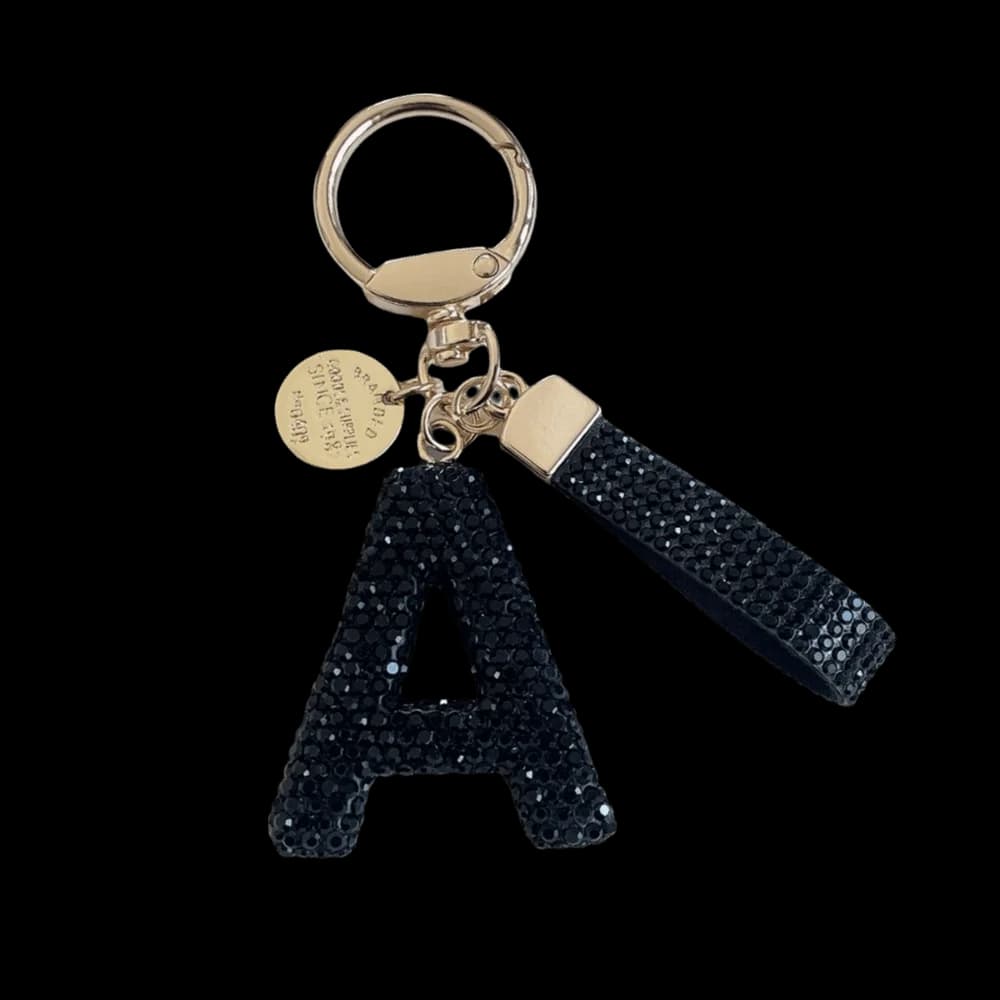 Elegante Portachiavi con Lettera Portafortuna, Ciondolo in Cristallo Lussuoso e Brillante, Anello Portachiavi con Strass, Accessorio per Donne