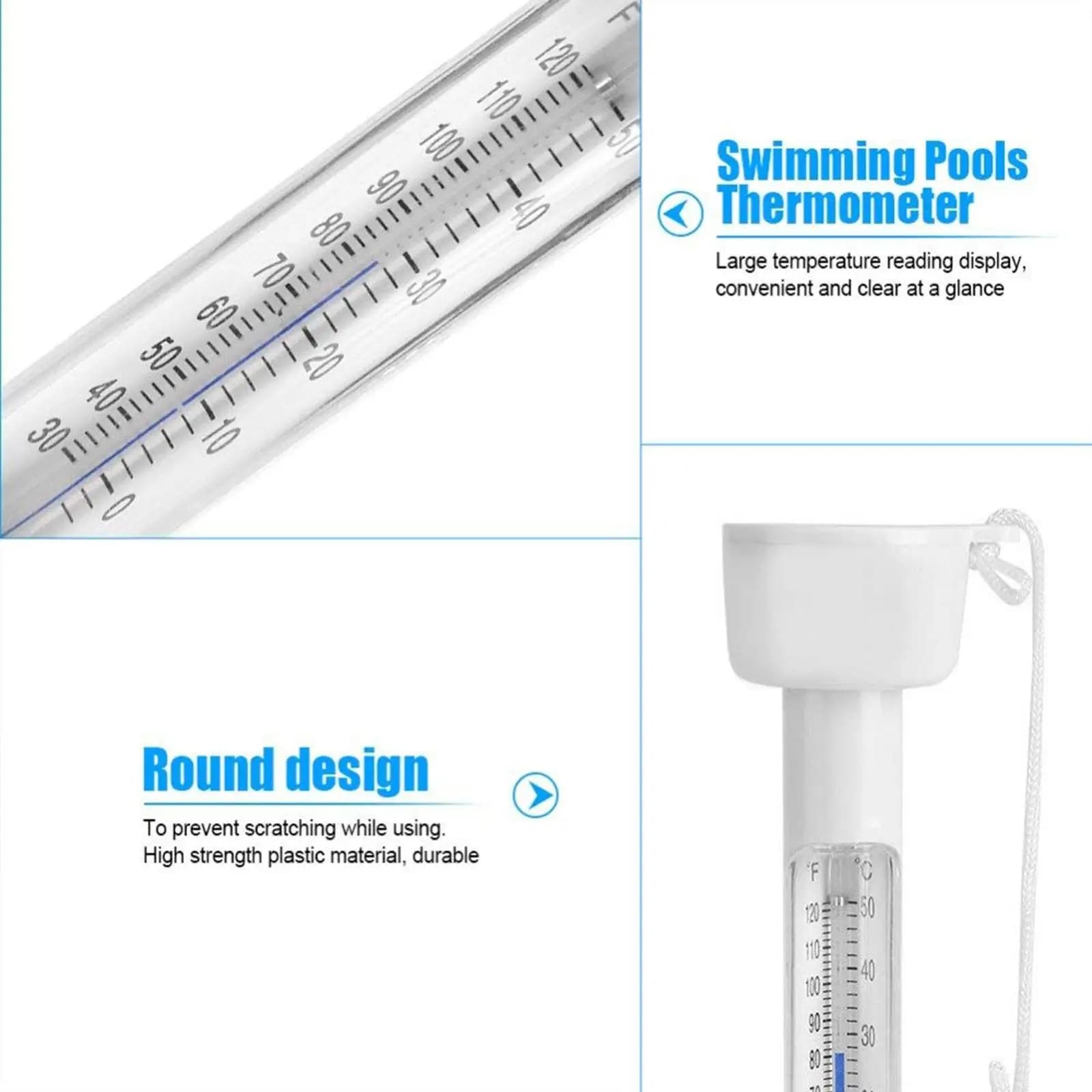 Large Floating Swimming Pool Thermometer Plastic Water Temperature Indicator for Aquarium Bath and Hot Tub