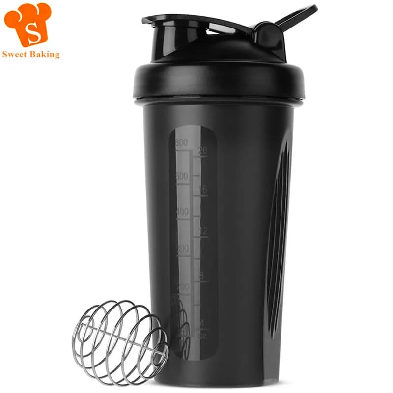 600 ml protein shaker portable bottle Loss-proof water bottle for gym Fitness workout Sports Shaker Mixing cup with scale