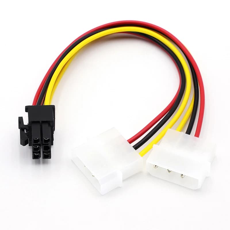 Cavo Adattatore di Alimentazione IDE Dual 4 Pin Molex Maschio a 6 Pin Femmina PCI-E Y Molex IDE per Schede Video