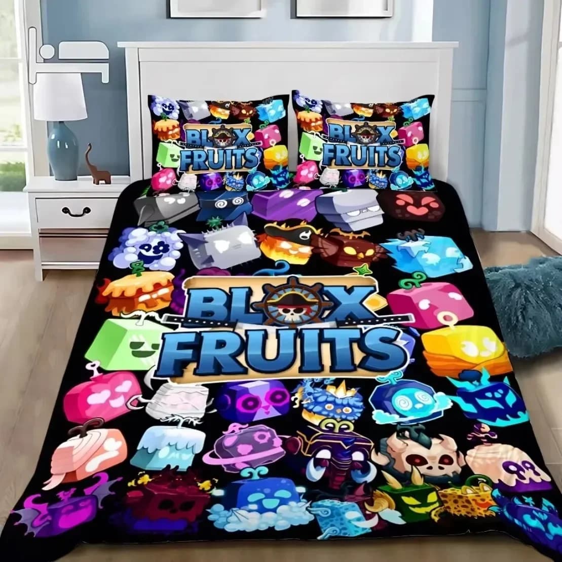 B-Blox F-Fruits Gioco Set di biancheria da letto Set copripiumino cartone animato 3D Morbido sulla pelle Singolo doppio King Size per regalo di compleanno per bambini