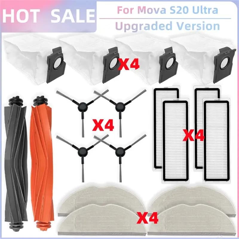 AB42-For Dreame Mova S20 Ultra Vacuum Parts Main Roller Side Brush Hepa Filter Mop Cloth Dust Bag Accessories