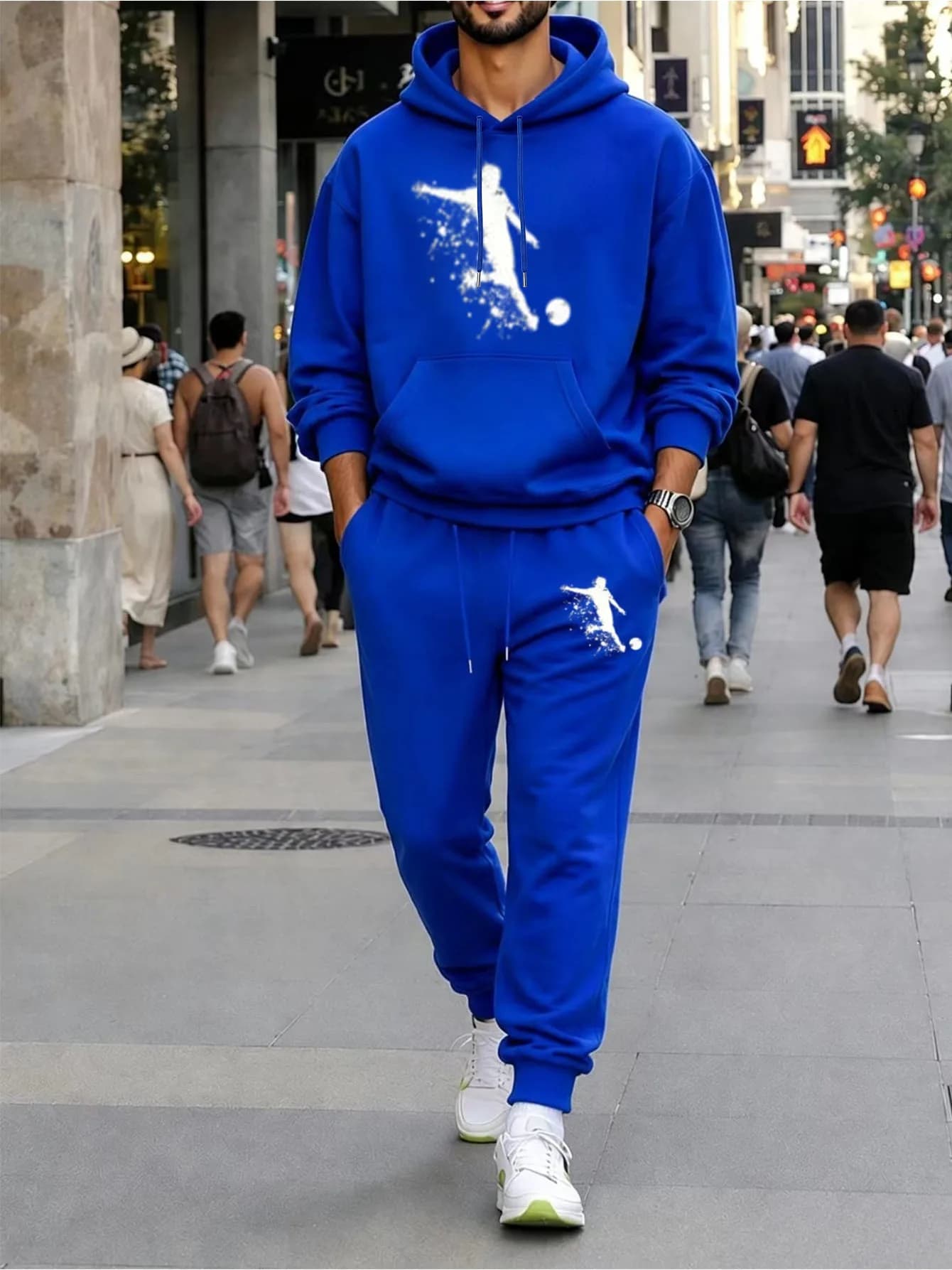 2026 Spring Autumn Men 2PCS Tracksuit,Graphic Print Hoodie & Jogger Pants Set, Casual Street Sportswear Outfit For Daily Outdoor