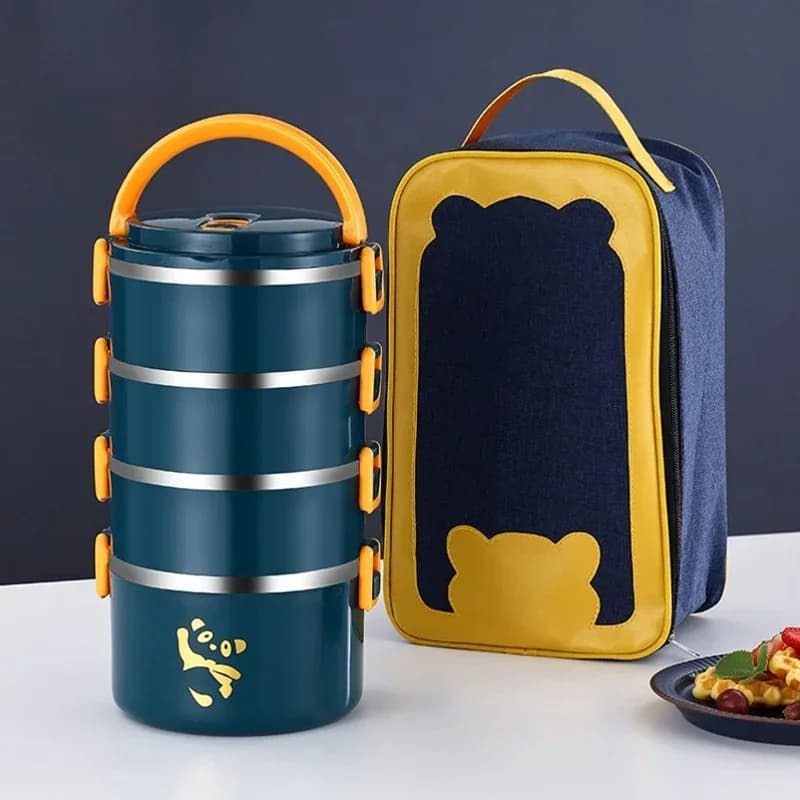 1-3.1L Bento Box portatile in acciaio inossidabile termico a tenuta stagna Lunch Box per bambini impieghiere scolastico ufficio grande set di contenitori per alimenti