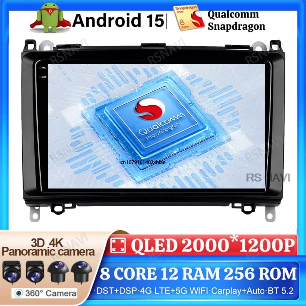 Android 15 Autoradio per Mercedes Benz B200 Classe B W169 W245 Viano Vito W639 Sprinter W906 5G WIFI Wireless Carplay Auto 2 DIN