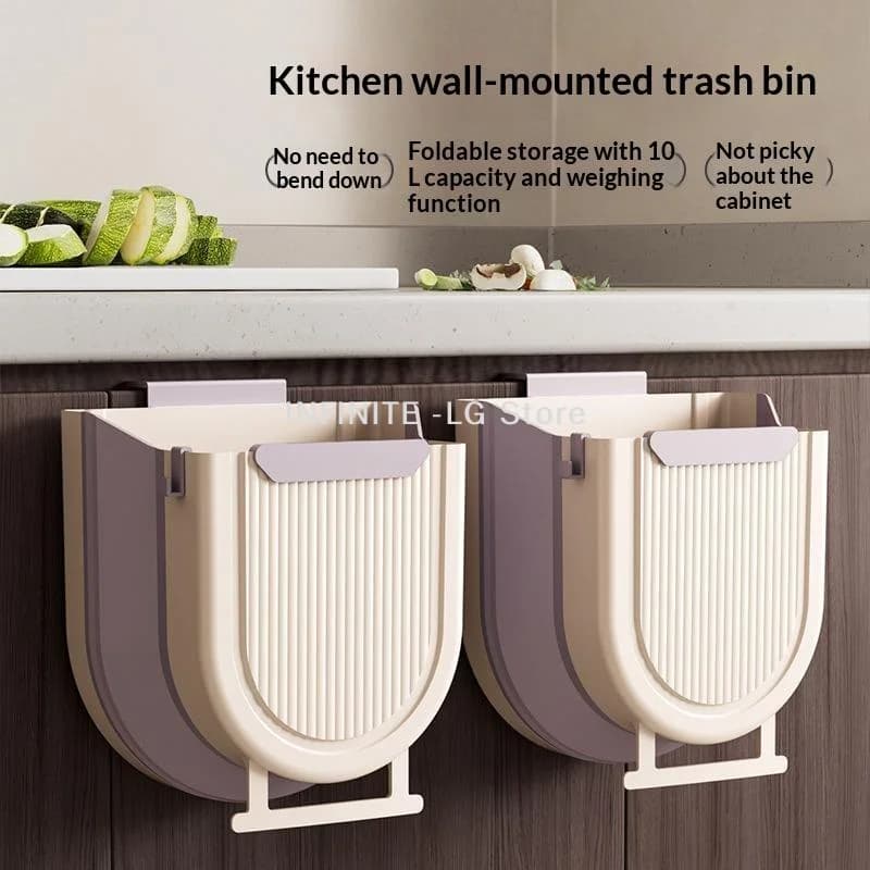 10L Hanging Kitchen Trash Can Collapsible Trash Can For Kitchen Foldable Small Garbage Can Compost Bin Under Sink Waste Bin