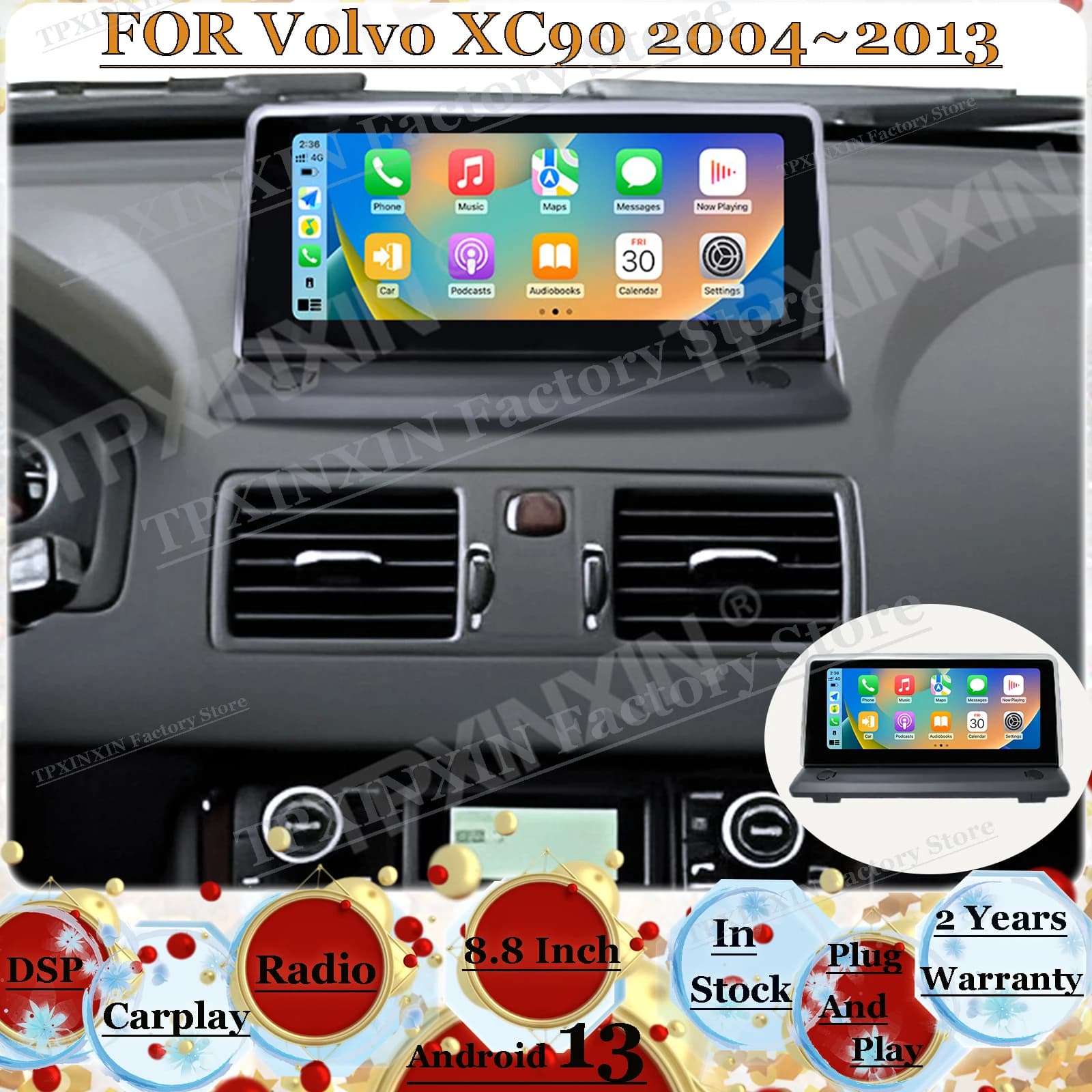 Android 13 Multimedia For Volvo XC90 2004~2013 GPS Navigation car radio Carplay 4G WIFI CARPLAY Android Auto(Wireless) Head Unit