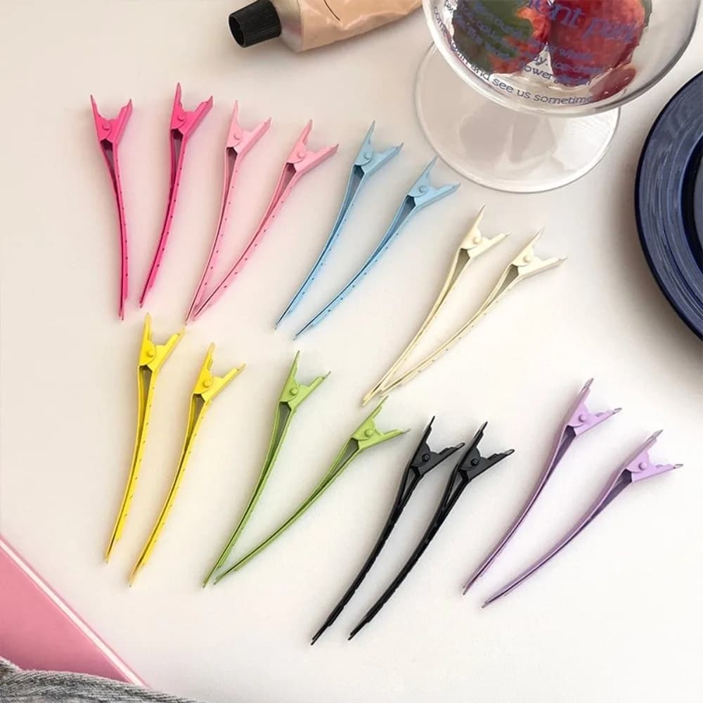 6/12pcs 6/12pcs Hair Salon Clips Metal Duckbill Clip Polychromatic Design Sectioning Clamps Professional Quality