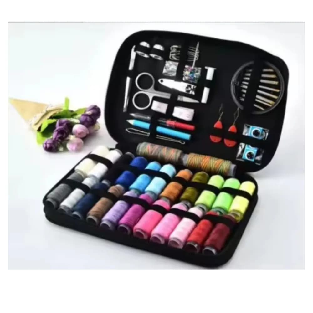 Kit Completo per Cucito con Fili, Aghi, Forbici e Metro a Nastro - Set Portatile da Viaggio per Ricamo e Lavori Manuali
