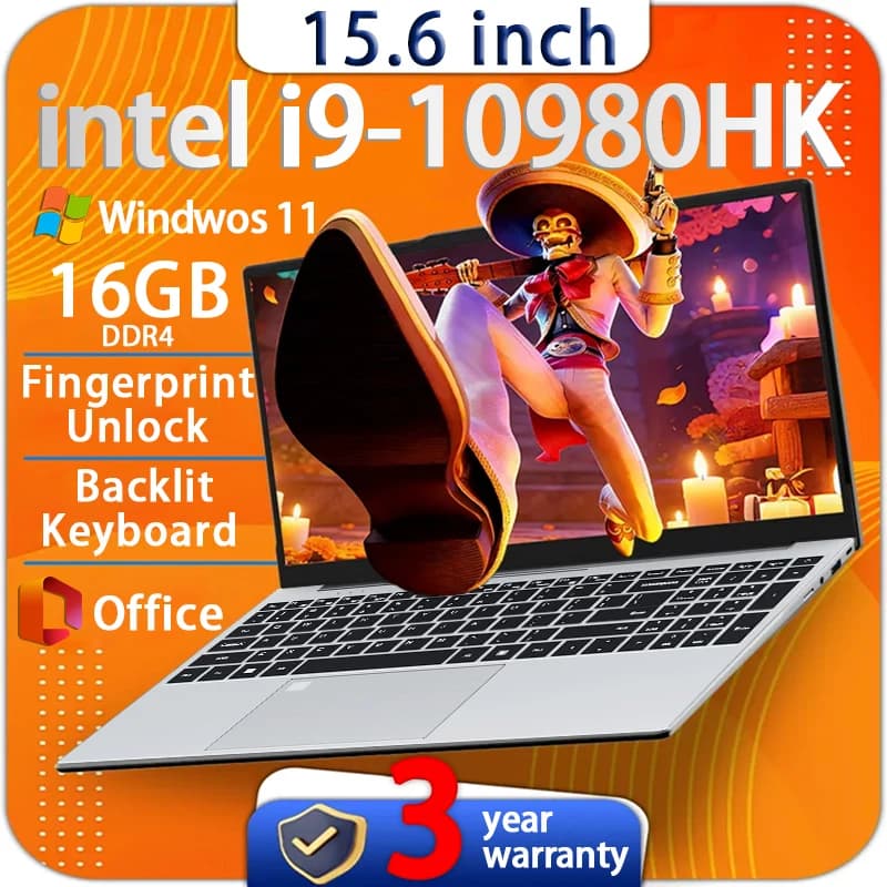 Nuovo Laptop Portatile Intel Core i9 10980HK Windows 11 15.6 Pollici PC Gamer 16GB DDR4 1TB 2TB SSD Notebook Computer Portatile da Gaming