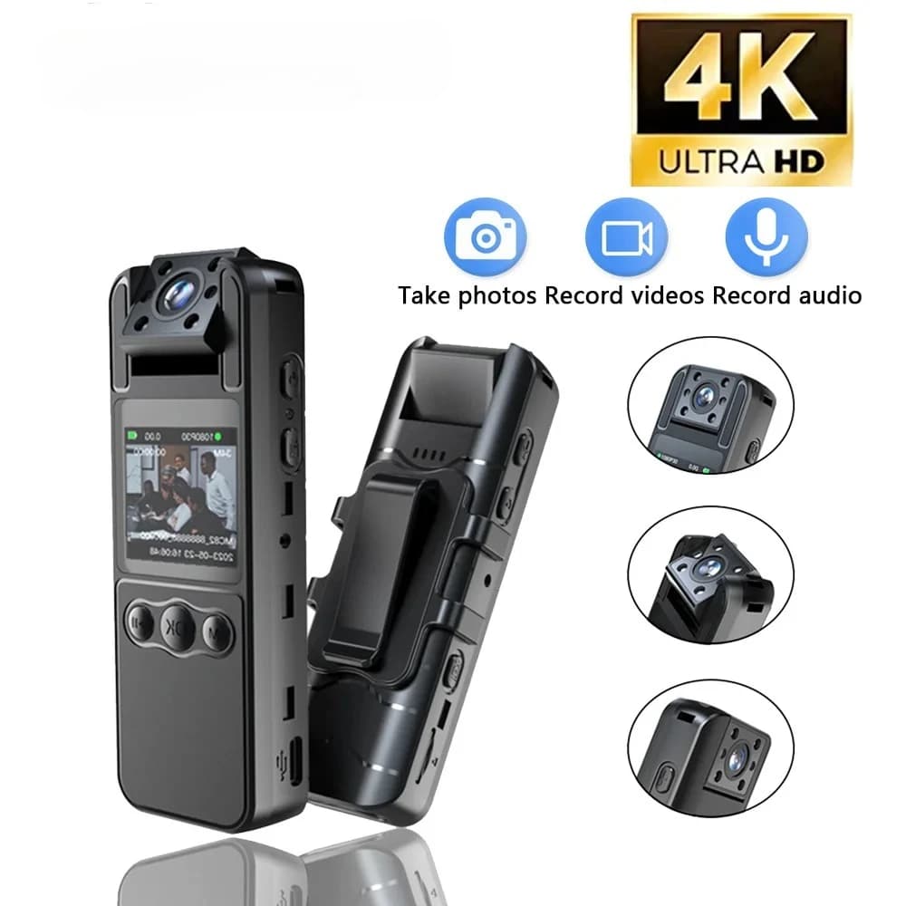 Mini Telecamera d'Azione 4K, Registratore Video Digitale Portatile per Sport all'Aperto, Videocamera Indossabile con Visione Notturna, Mini Videocamera DV