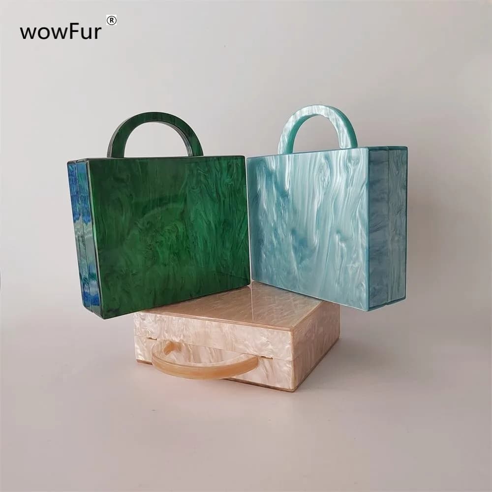 Acrylic Tote Bags Lady Pearl Nude Green Blue Boutique Women's Handmade Beach Bags and Bags for Summer Vacation Wedding Wallets