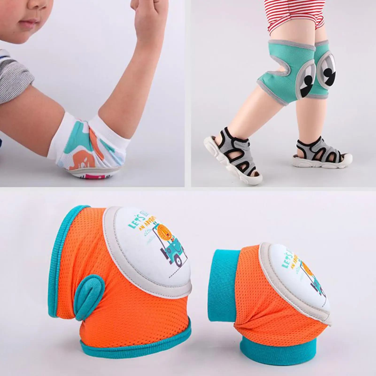 Ginocchiere striscianti per bambini 0-5 anni Ginocchiera traspirante per bambini Tutore elastico protettivo per ragazzi che camminano ciclismo bici pattinaggio