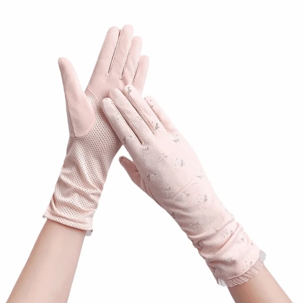 Guanti Estivi Traspiranti da Donna, Lunghezza Media, Protezione Anti-UV, Antiscivolo, Comodi per Ciclismo e Guida