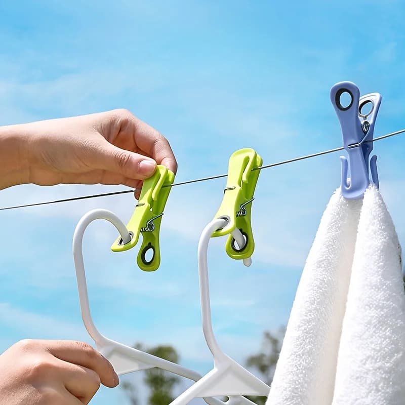 24 Pezzi Mollette per Bucato in Plastica Robuste Antivento, Appendiabiti Multifunzionale Anti-Caduta, Clip Durevole per Uso Domestico