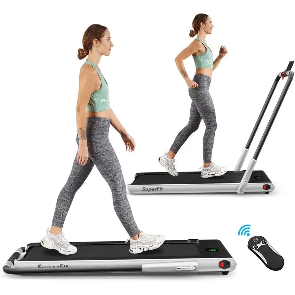 Tapis Roulant Elettrico Salvaspazio Multifunzione: 2.25HP, Montabile su Scrivania, Controllo App e Telecomando, Altoparlante Bluetooth, Display LED per Casa