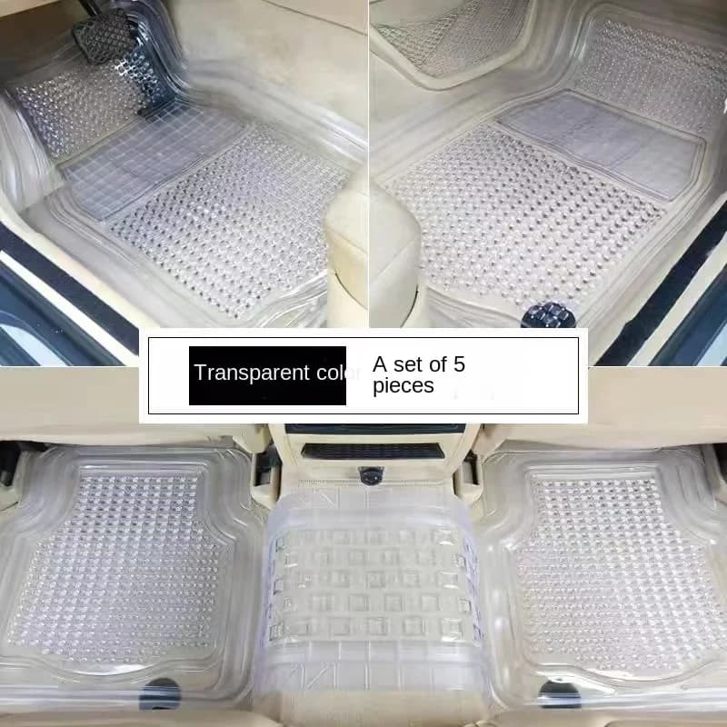 1 pcs for stereoscopic transparent PVC waterproof mat, car mat, anti-slip mat, mat s installed a Set of five Ottomans