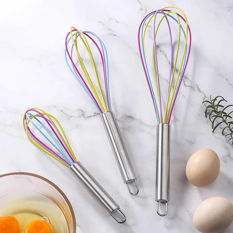 Frusta in Silicone con filo a palloncino in acciaio inossidabile frusta manuale per frullino per le uova miscelatore per frusta per burro per crema al latte da cucina