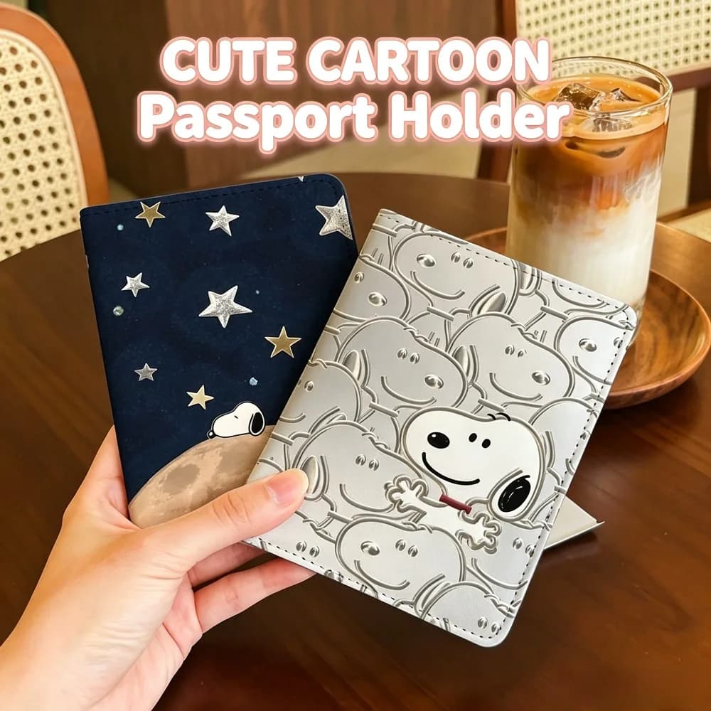 Snoopy Anime Passport Holder, Multi-functional Card Case, Portable Document Protector for Overseas Travel