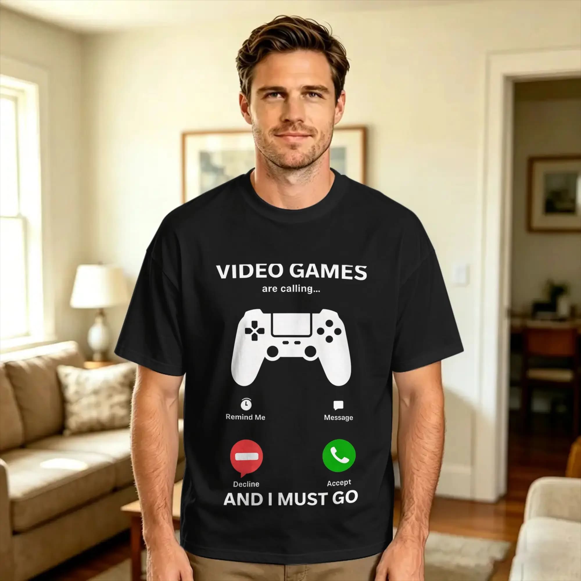 Video Games are Calling and I Must Go Funny Gamer T Shirt Summer Vintage T-Shirts Cotton Novelty Tee Shirt For Men's Logo Tops