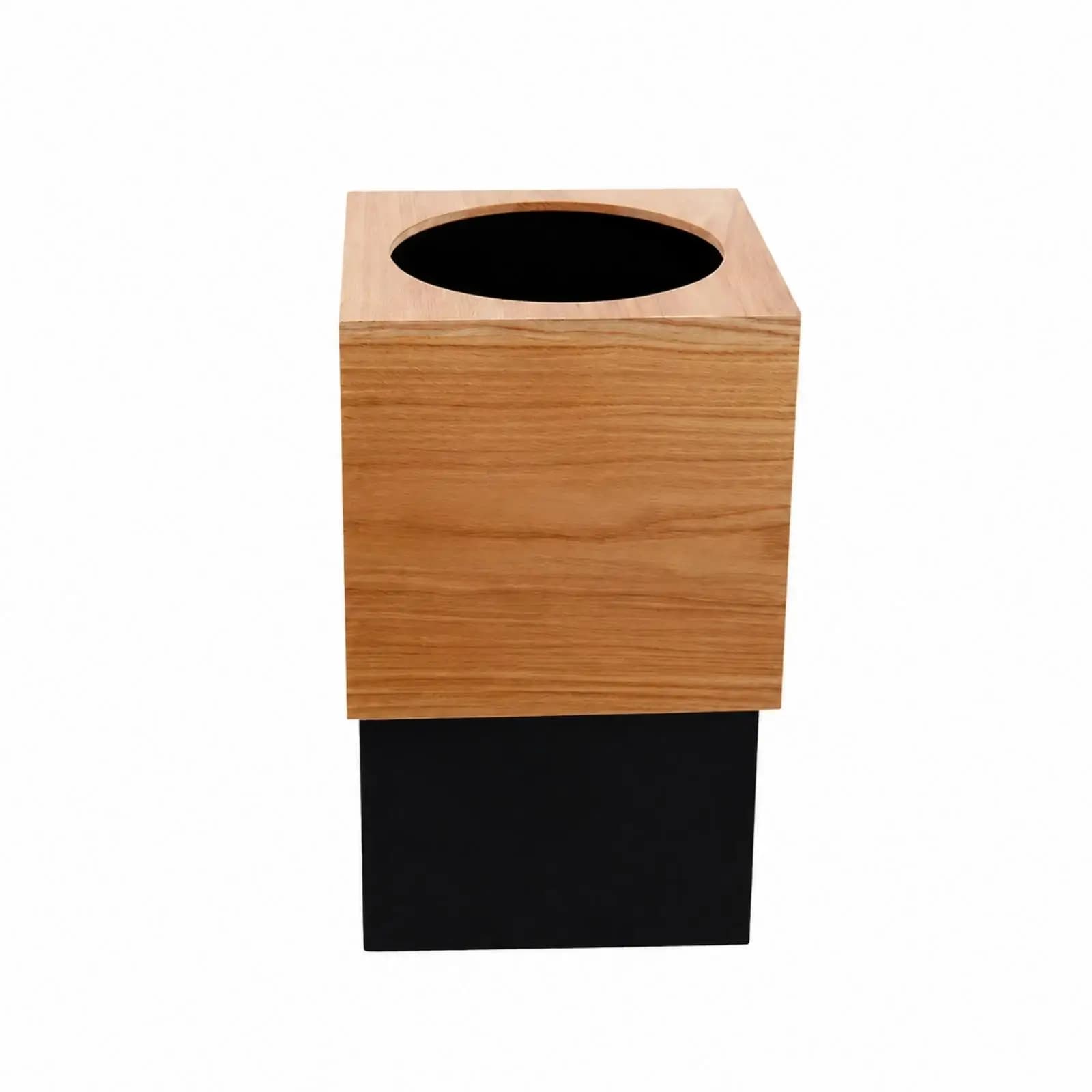 Wooden Lid Waste Bin 10L Freestanding Double Compartment Trash Can for Living Room Bedroom Office Decor