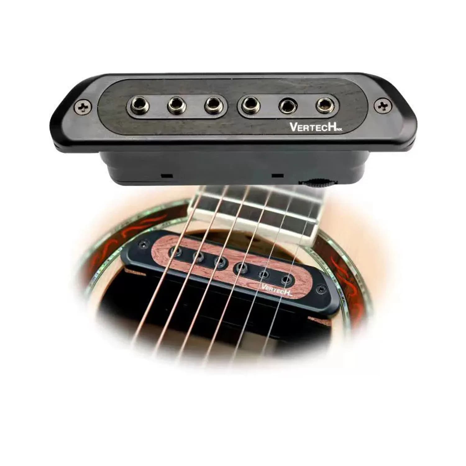 VS-9 Chitarra passiva Soundhole Pickup Chitarra folk acustica Humbucker Pick-up Trasduttore con controllo del volume Jack Endpin da 6,35 mm