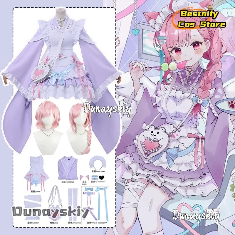Yuuki Sakuna 2.0 Costume cosplay giapponese Kimomo Maid Y2k Principessa Lolita Abiti da donna Travestimento di Halloween per donne adulte