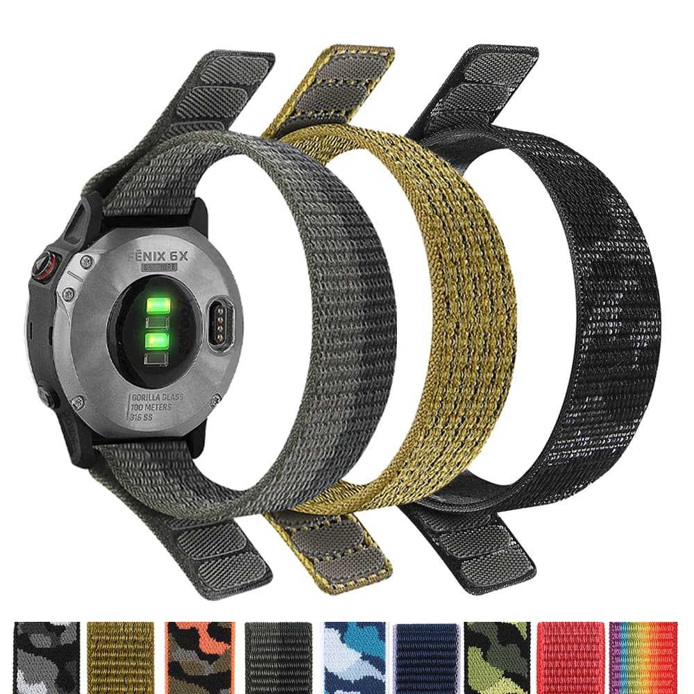 Cinturino ad anello in nylon QuickFit 22mm 26mm per Garmin Enduro 3 Band Fenix E 8 47mm 51mm 7 7X 6X Pro/Descent Mk3i 51mm Bracciale intrecciato