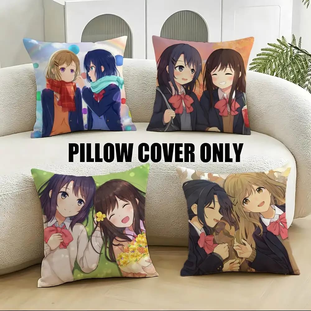 Pure A-Adachi and ShimamuraS Cushion Cover 4Pcs Soft Plush Throw Pillow Covers 40x40 45x45 for Sofa Bedroom